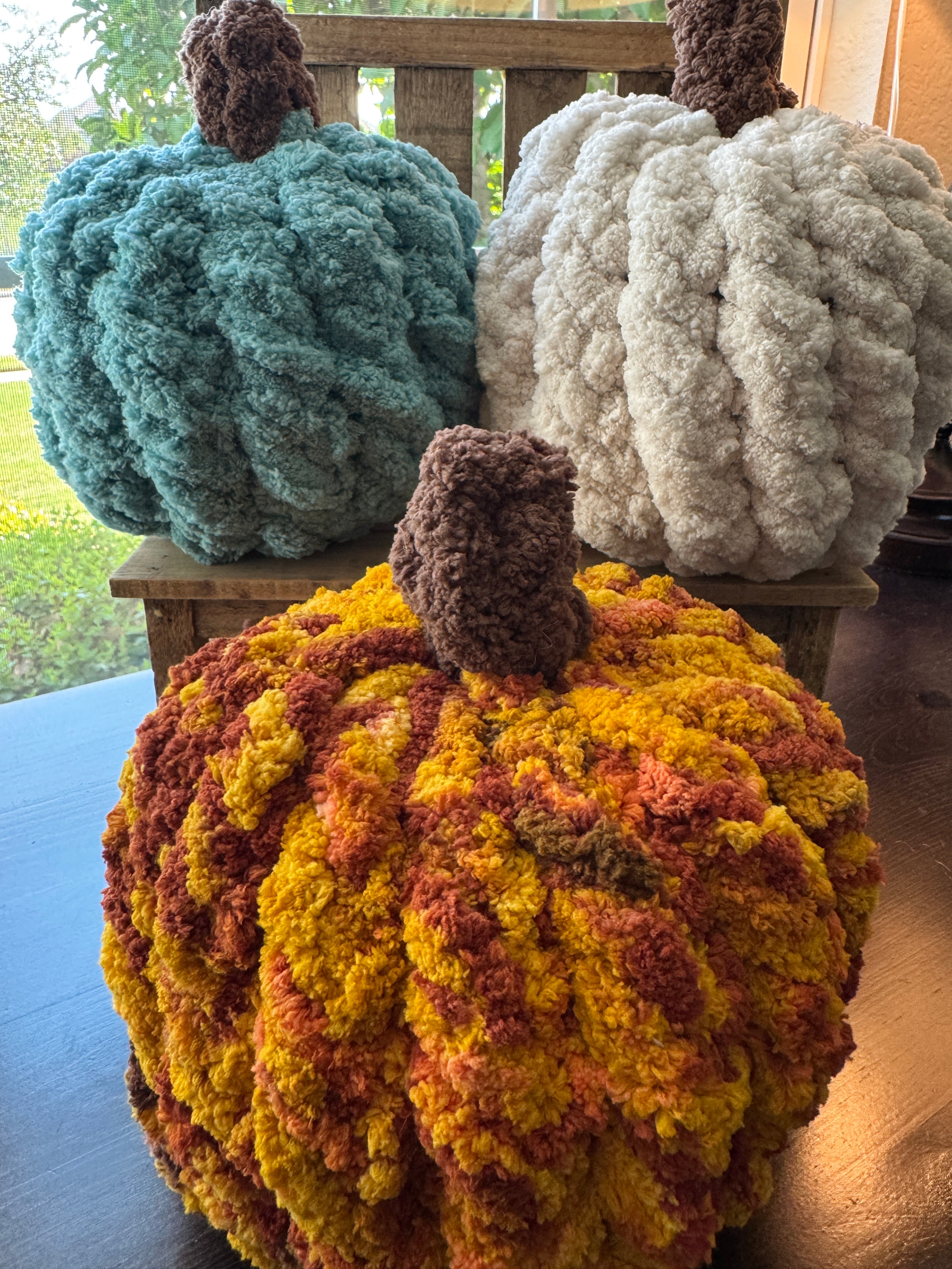 Hand Knit Stitch, Twist, & Bobble Pumpkins