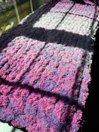 Fuschia and Purple Double Yarn Ombré Chunky Chenille Hand Knit Blanket (35x43)