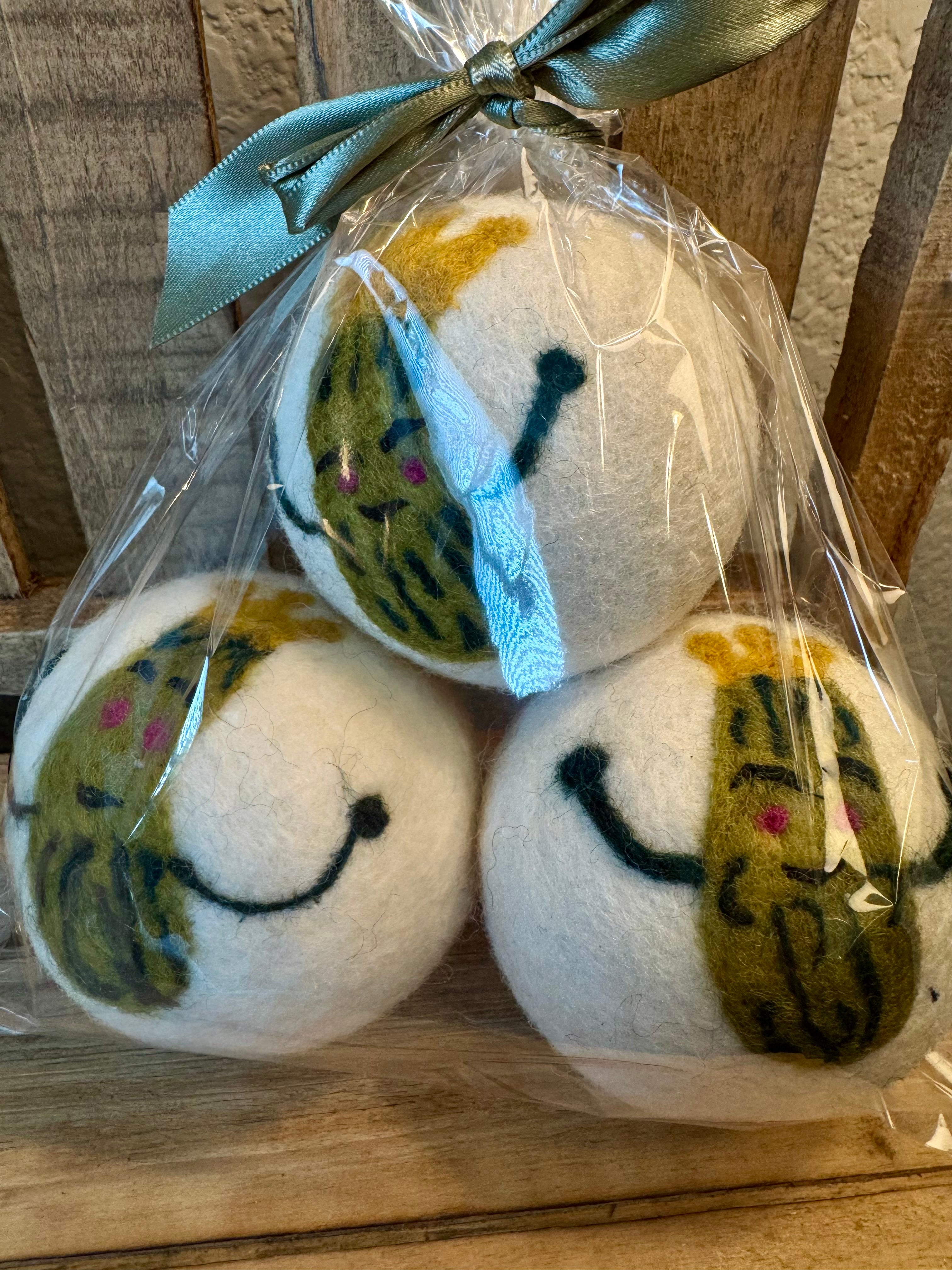 Wool Dyer Balls - 3 Pack - Various Whimsical Designs - Perfect for Laundry and Housewarming Gifts