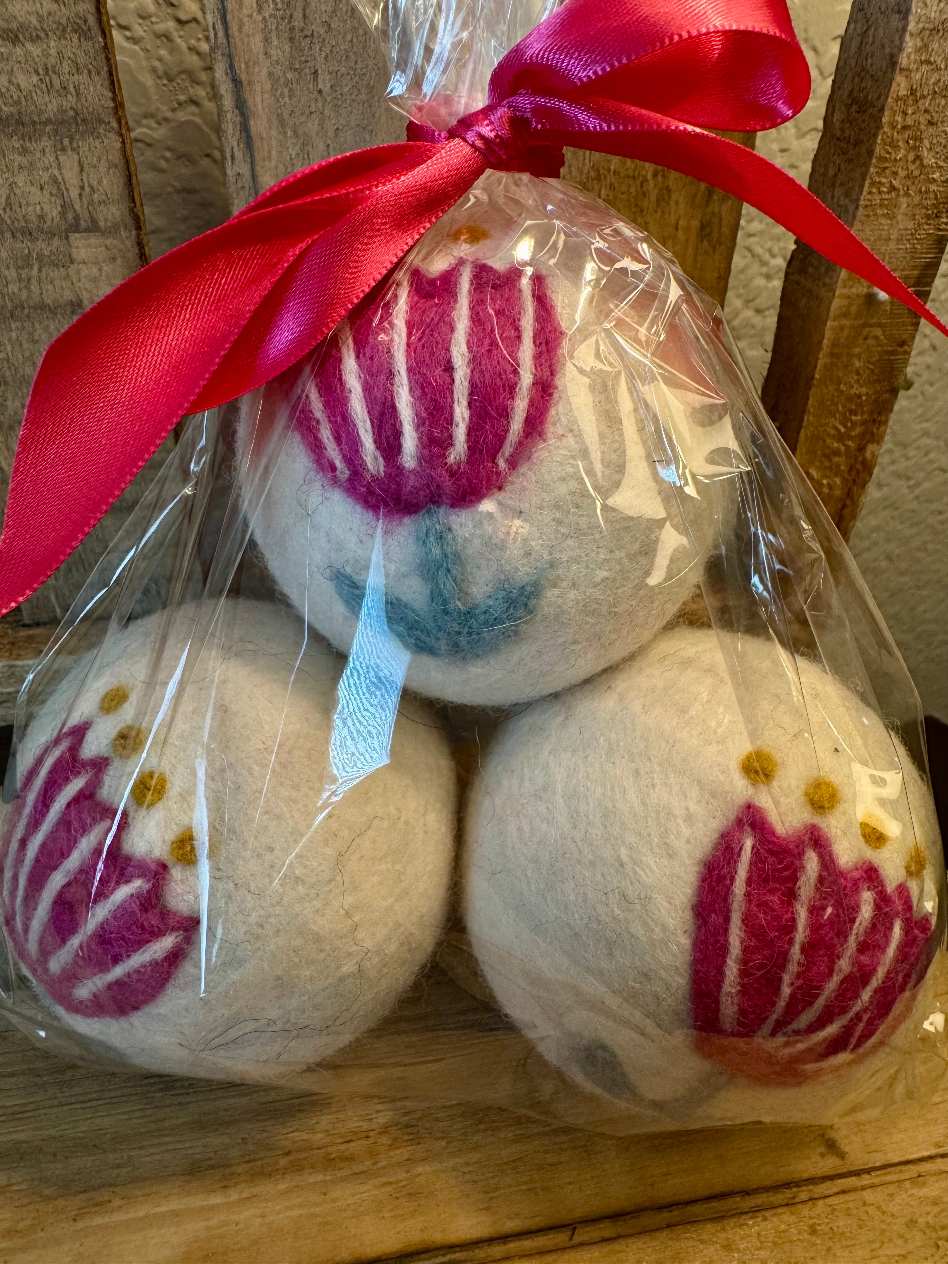 Wool Dyer Balls - 3 Pack - Various Whimsical Designs - Perfect for Laundry and Housewarming Gifts