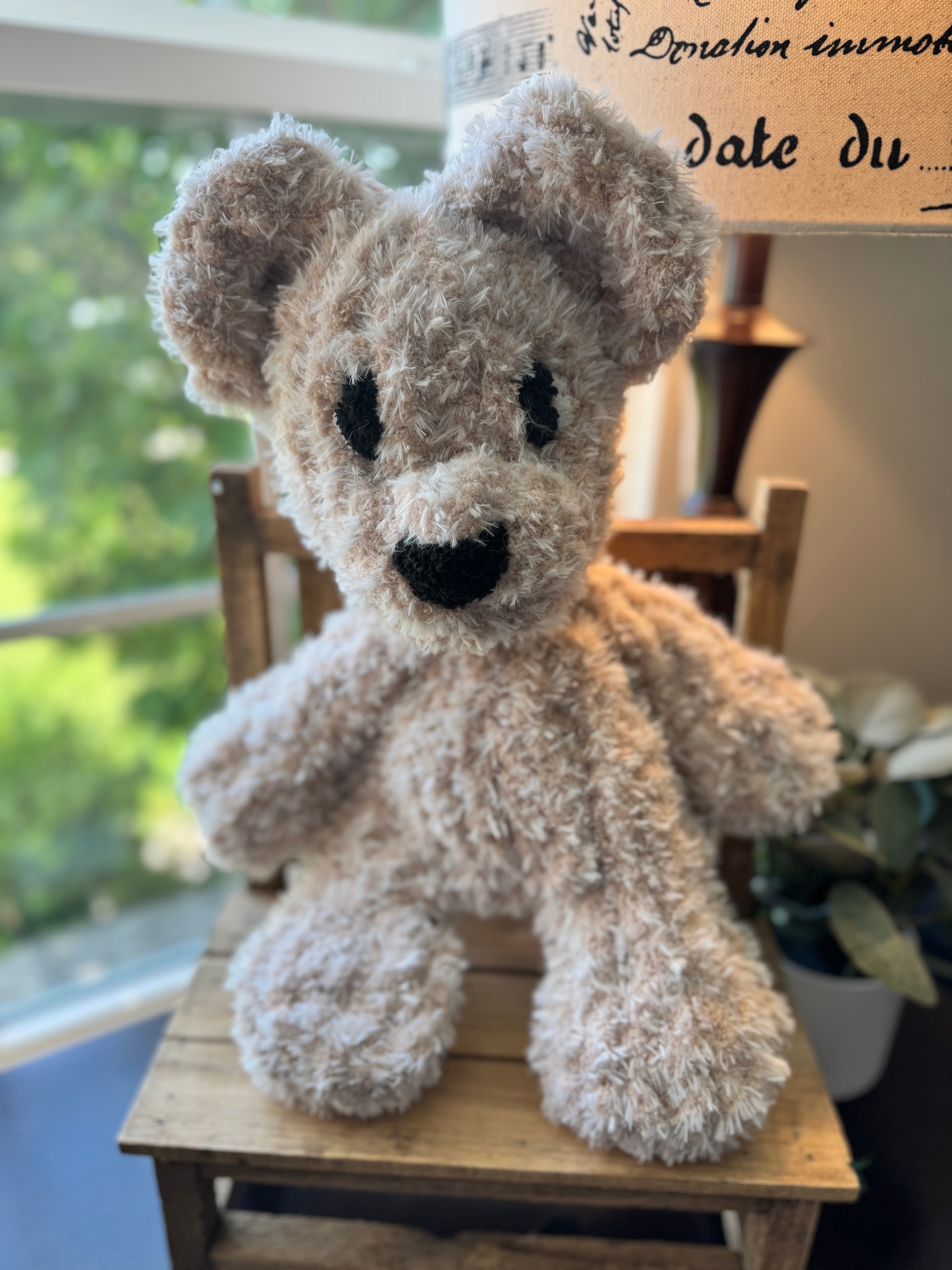 Teddy Bear Chenille Hand Knit Lovey.  Different color options and bows available.