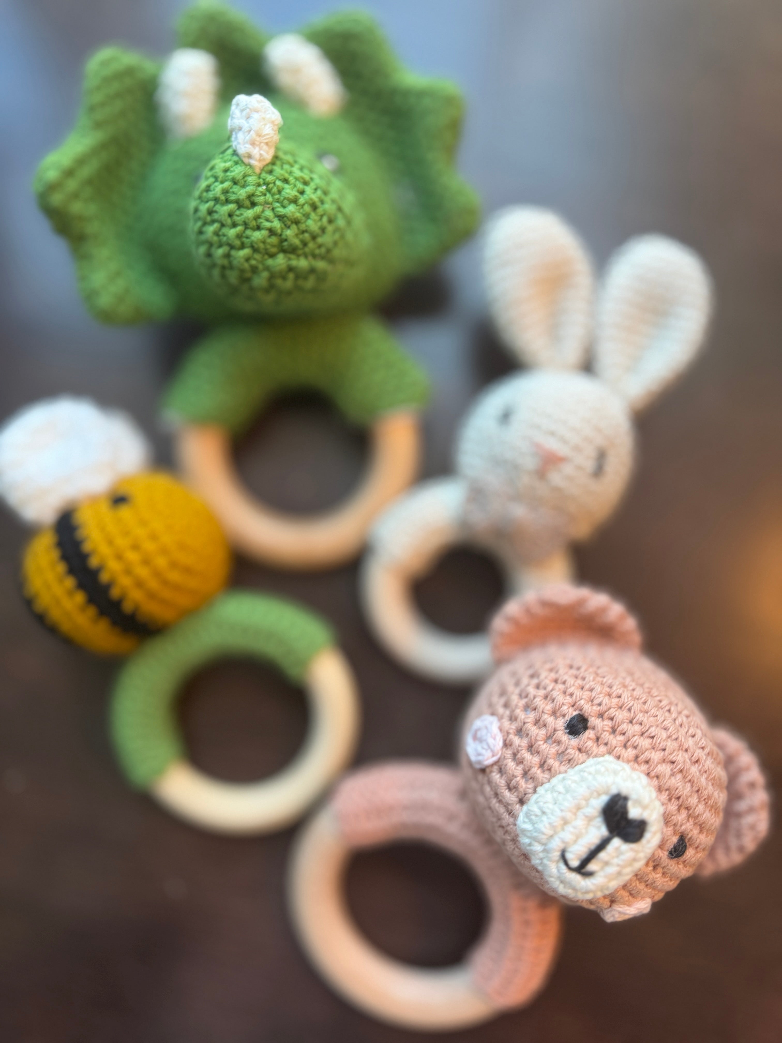 BGs Crochet and Wood Teether Rattle