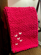 Custom Build Your Own Chenille Chunky Hand Knit Blanket, Pick Your Size and Up to 3 Colors