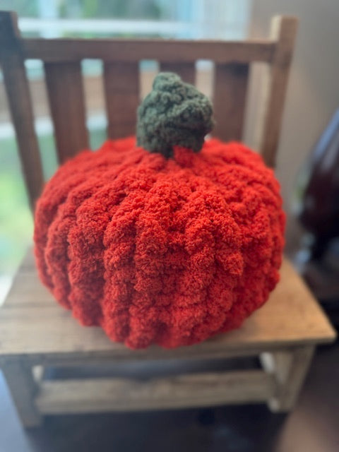 Hand Knit Stitch and Bobble Pumpkins
