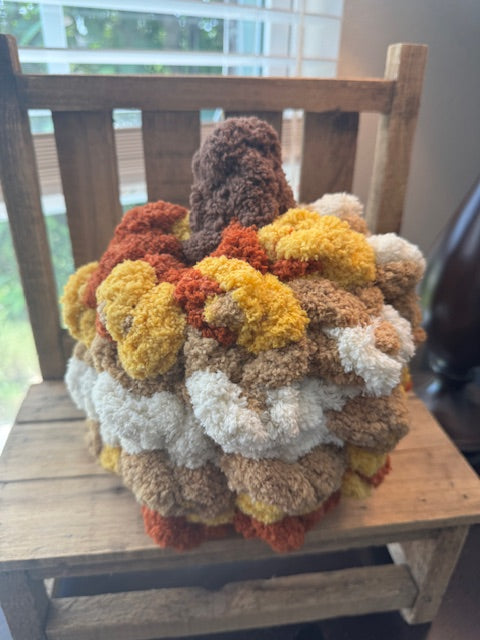 Hand Knit Stitch and Bobble Pumpkins