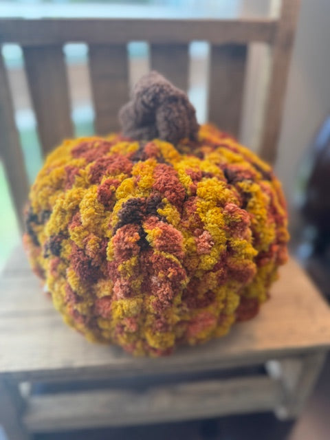 Hand Knit Stitch and Bobble Pumpkins
