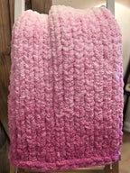 Chunky Hand Knit Blanket Ombré Phasing, Pick Your Size