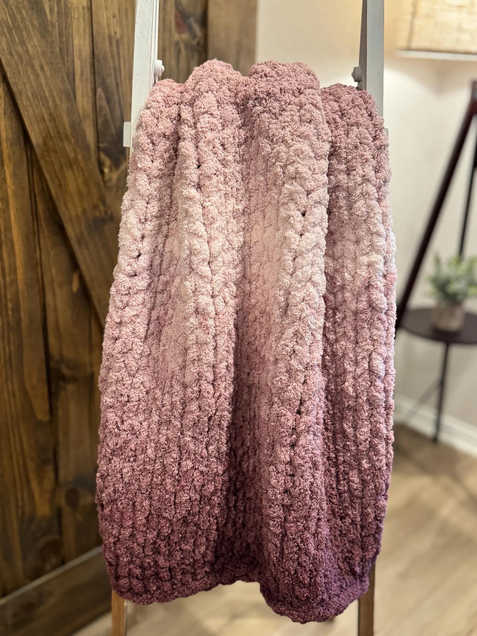 Chunky Hand Knit Blanket Ombré Phasing, Pick Your Size
