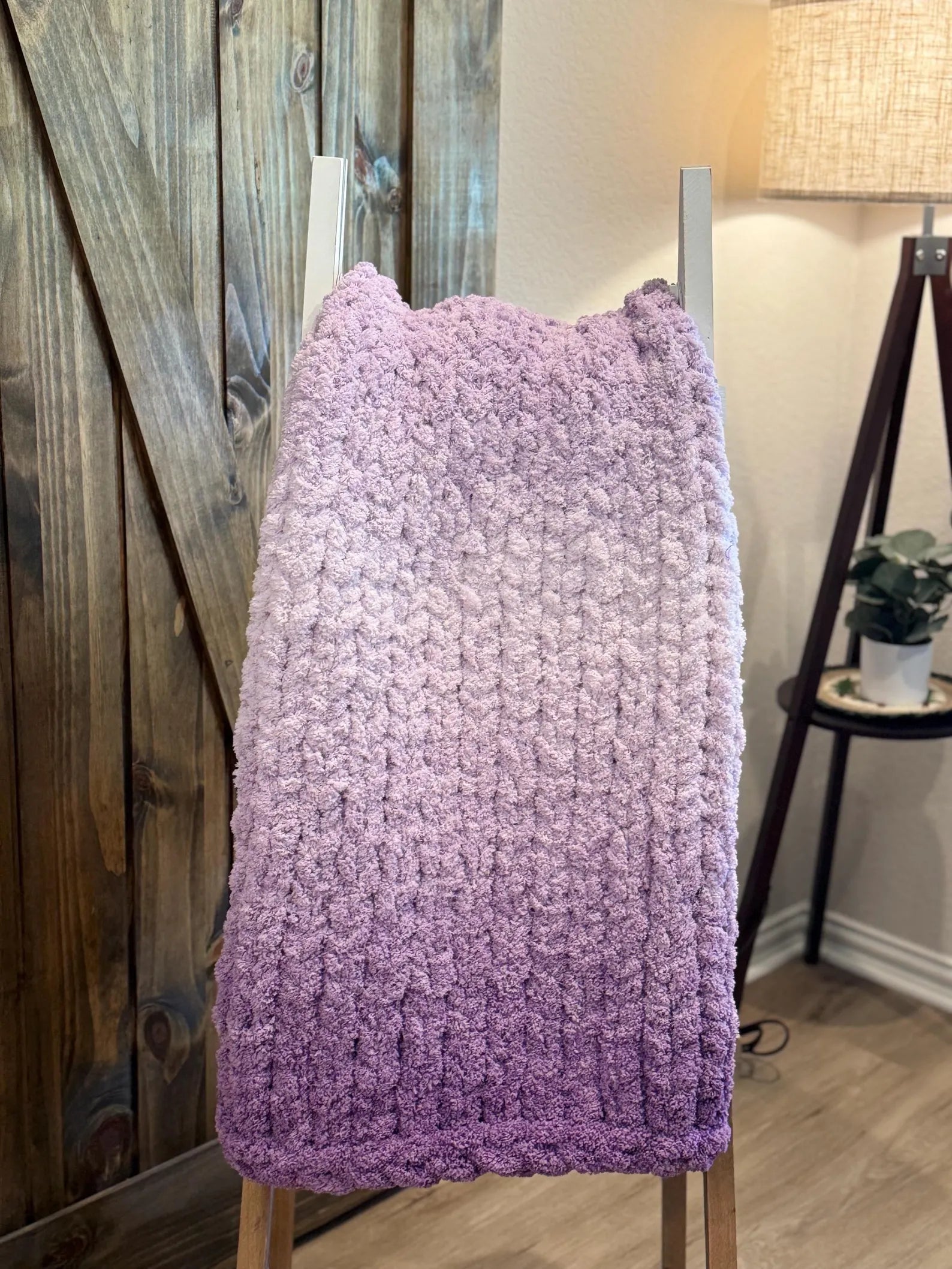 Chunky Hand Knit Blanket Ombré Phasing, Pick Your Size