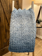 Chunky Hand Knit Blanket Ombré Phasing, Pick Your Size