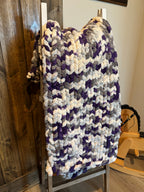TCU Themed Chenille Chunky Hand Knit Blanket, 50 x 50, Texas Christian University, Horned Frogs, Purple, Fort Worth