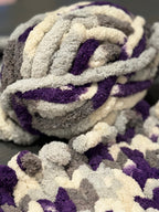 TCU Themed Chenille Chunky Hand Knit Blanket, 50 x 50, Texas Christian University, Horned Frogs, Purple, Fort Worth