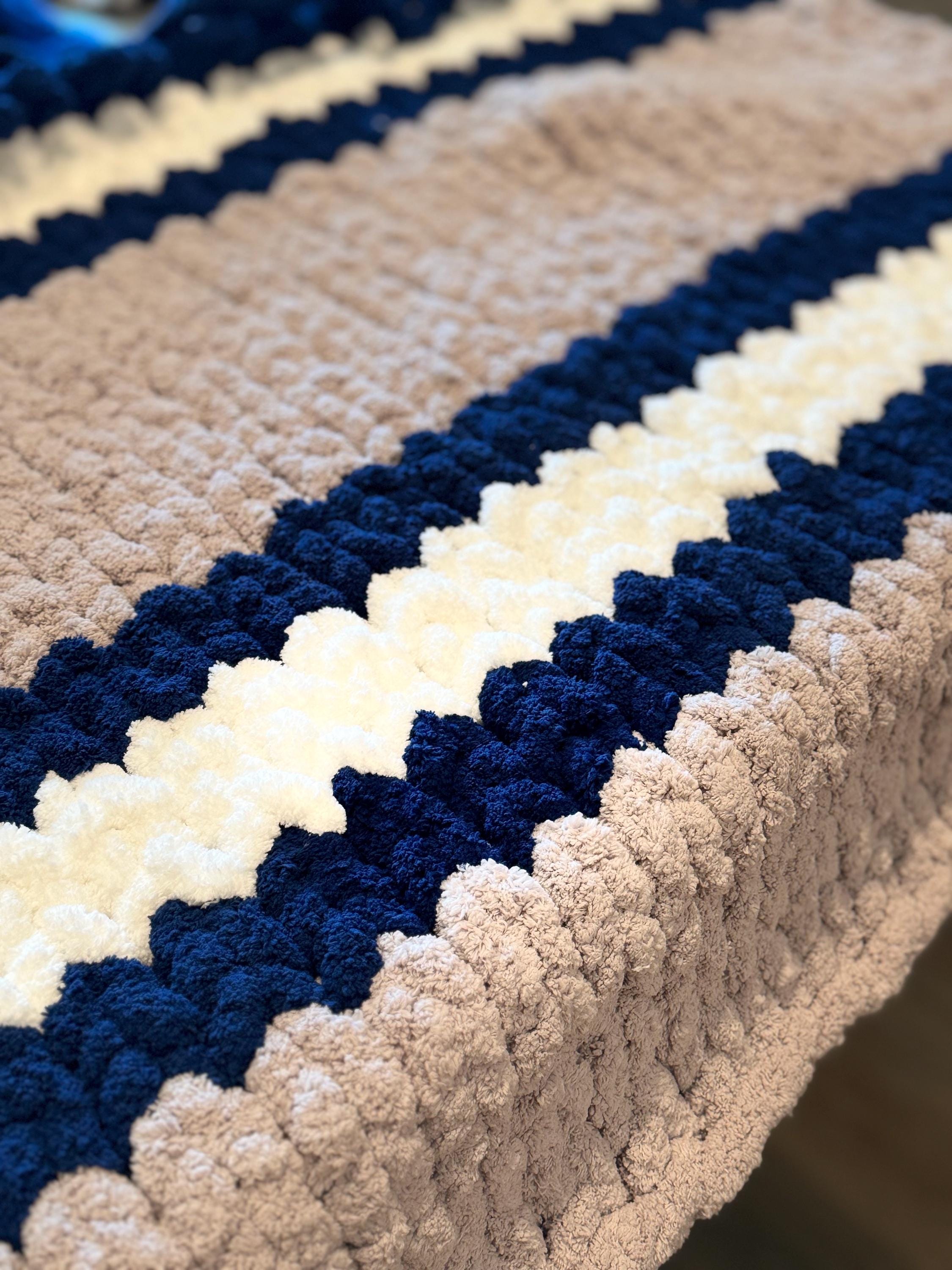 Custom Build Your Own Chenille Chunky Hand Knit Blanket, Pick Your Size and Up to 3 Colors