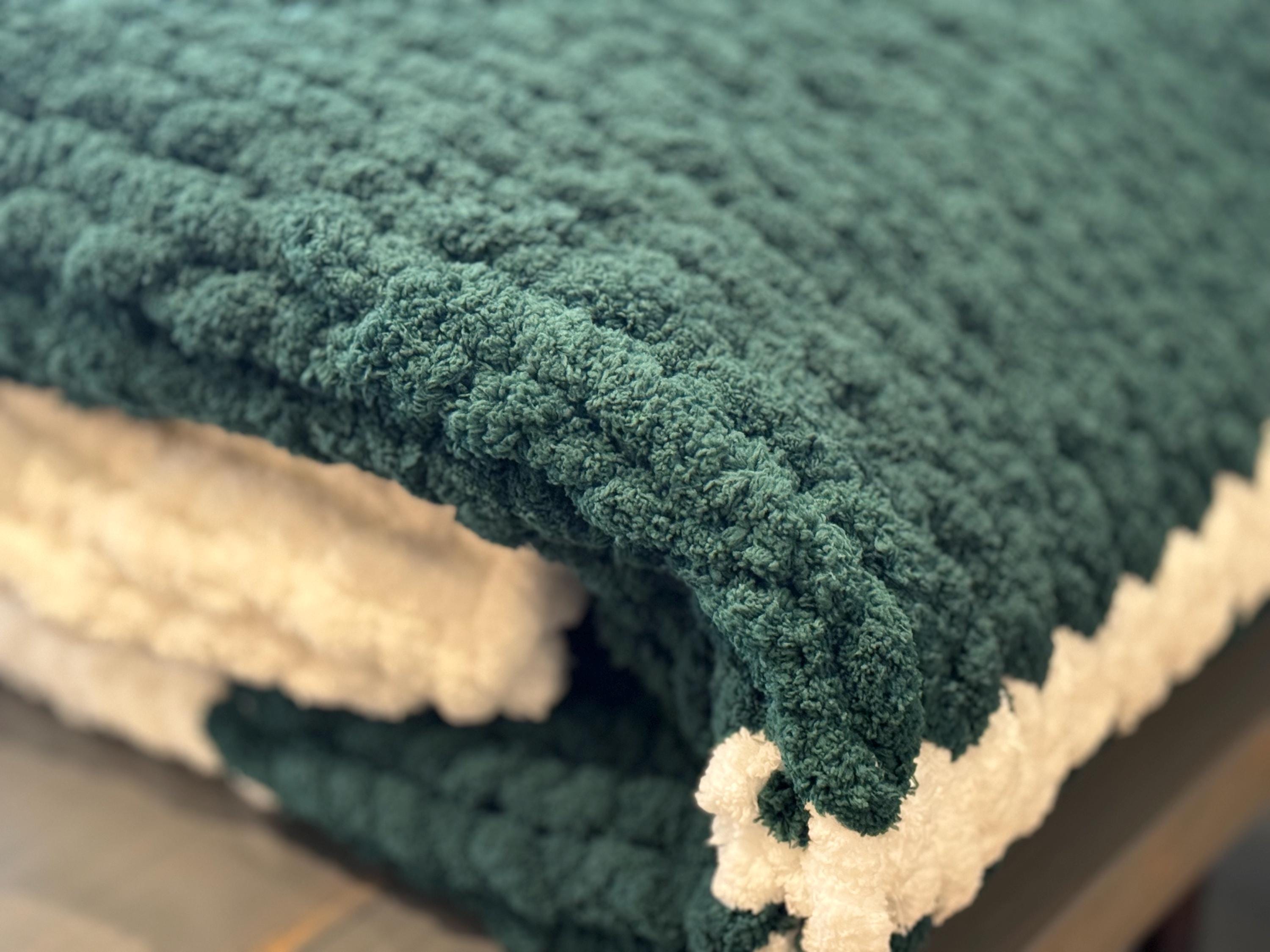 Custom Build Your Own Chenille Chunky Hand Knit Blanket, Pick Your Size and Up to 3 Colors