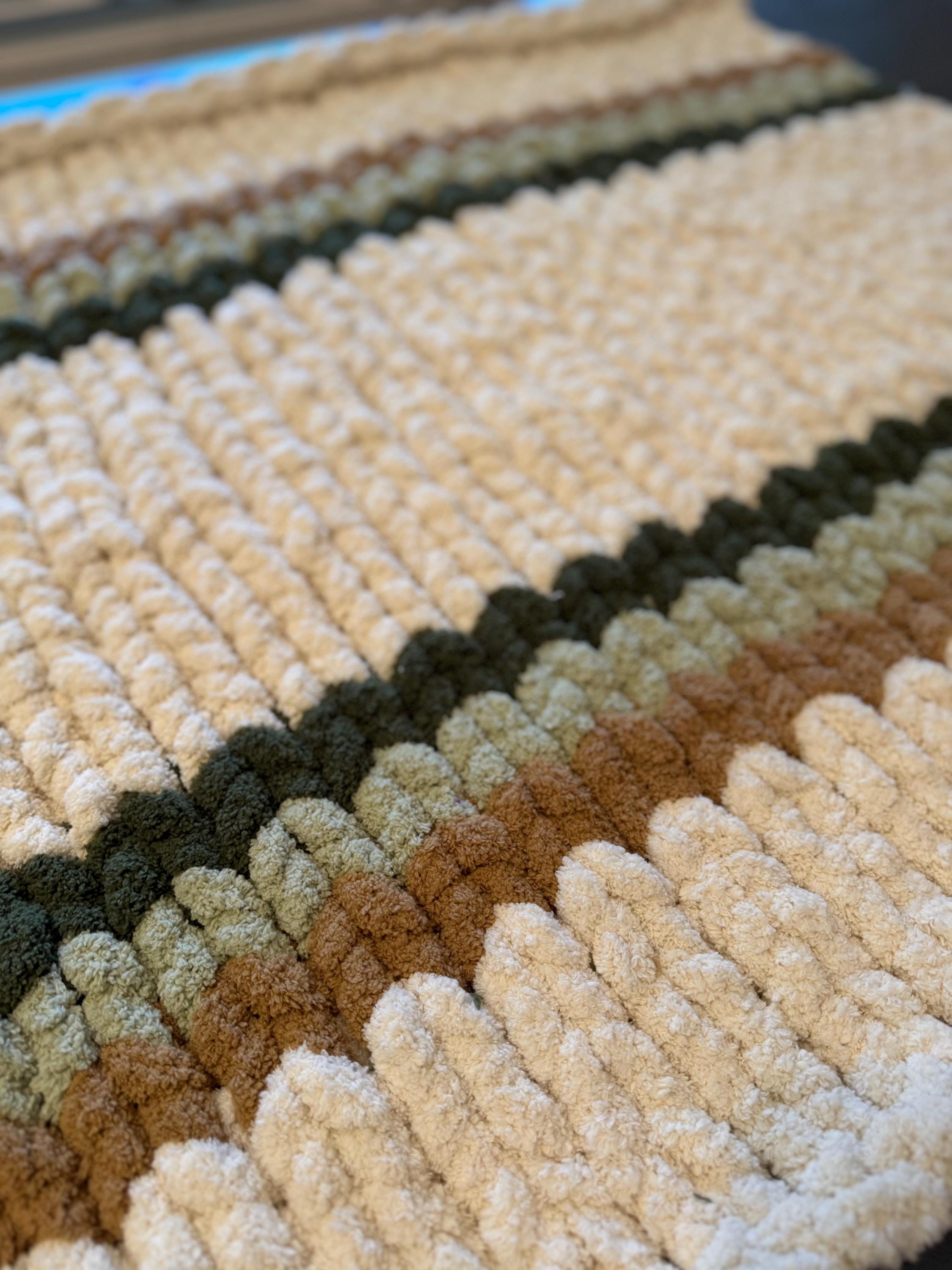 Custom Build Your Own Chenille Chunky Hand Knit Blanket, Pick Your Size and Up to 3 Colors