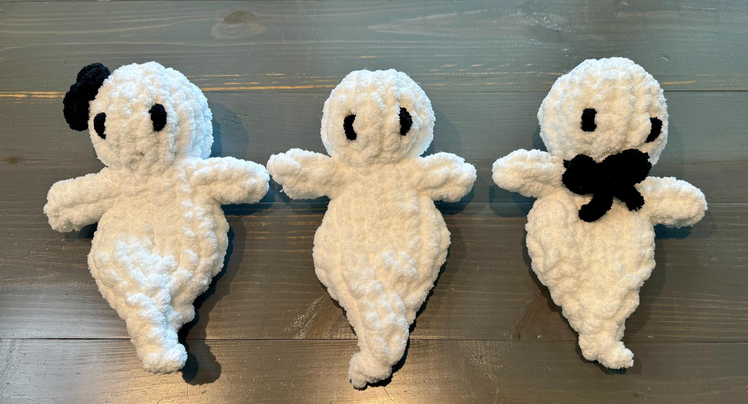Ghost Chenille Hand Knit Lovey Different color options and bows available