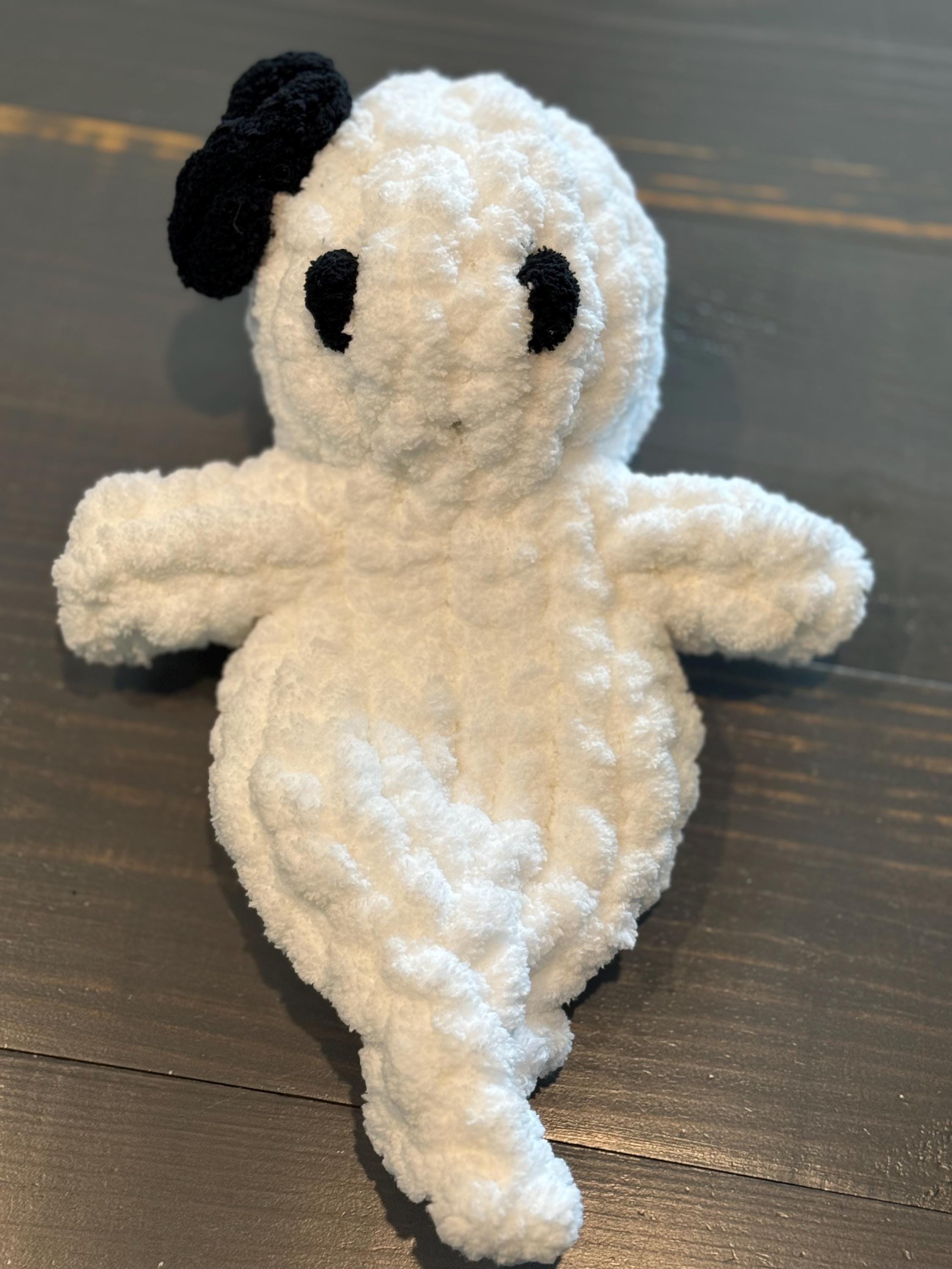 Ghost Chenille Hand Knit Lovey Different color options and bows available