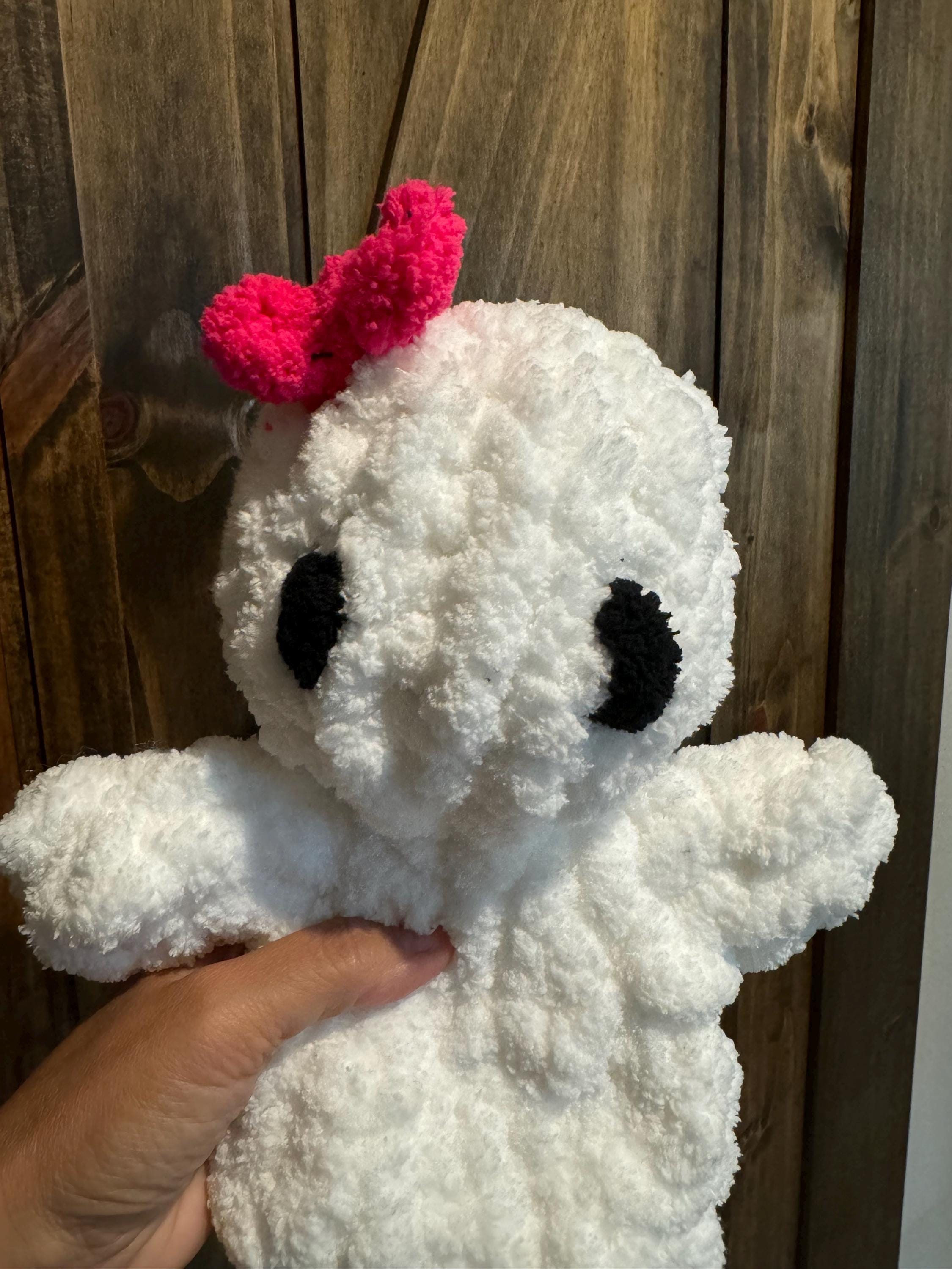 Ghost Chenille Hand Knit Lovey Different color options and bows available