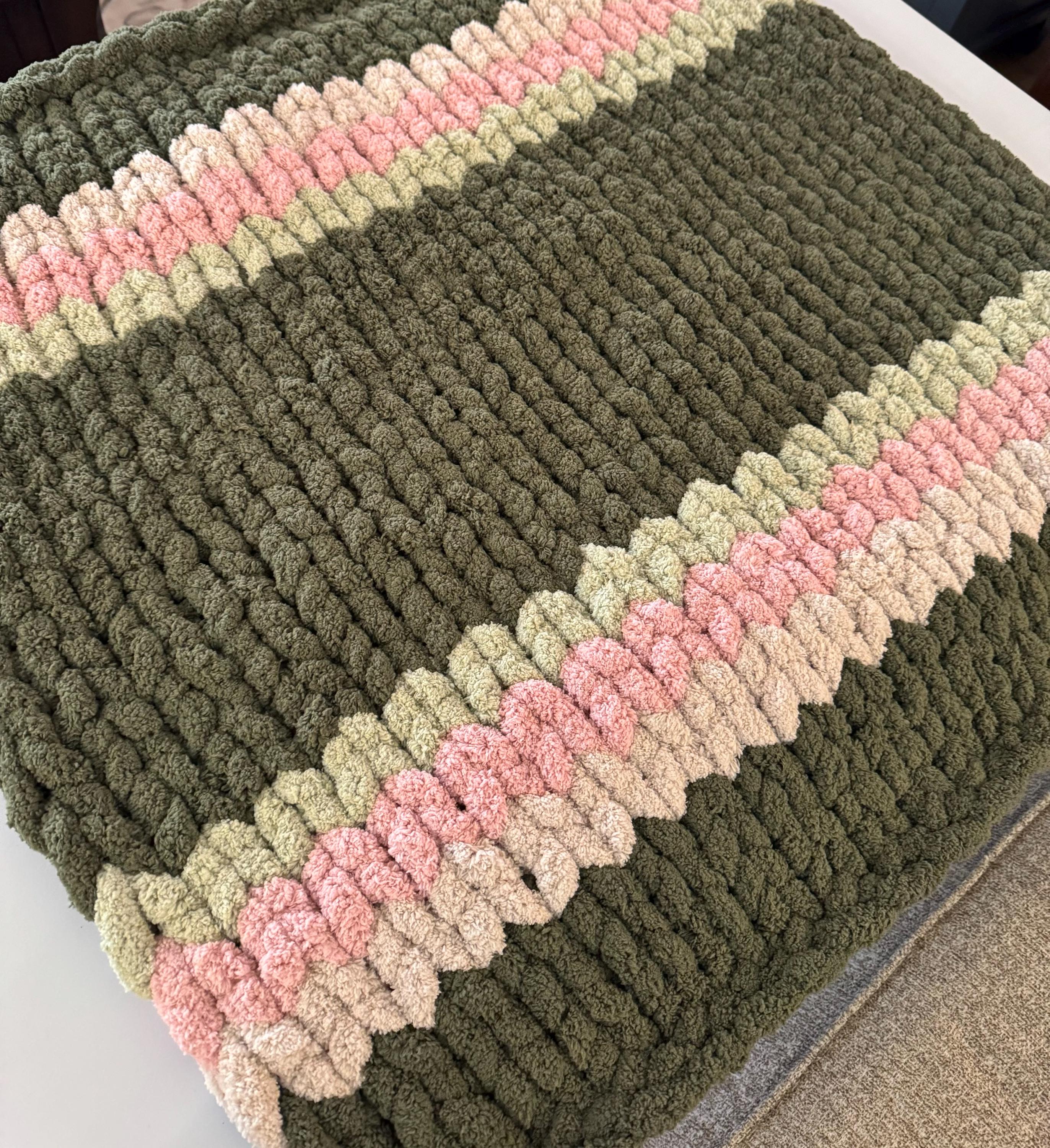 Custom Build Your Own Chenille Chunky Hand Knit Blanket, Pick Your Size and Up to 3 Colors
