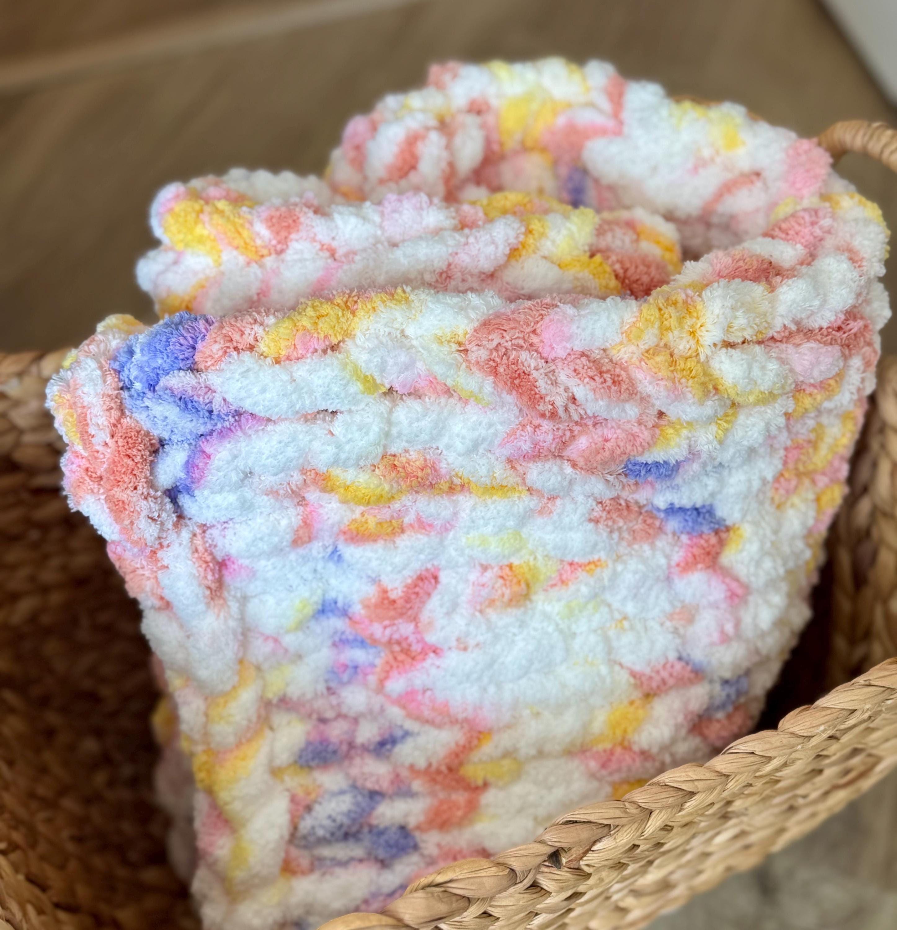 Chunky Hand-Knit Blanket - Pink Sorbet | Cozy Baby, Toddler, or Lap Blanket (30x40) READY TO SHIP!
