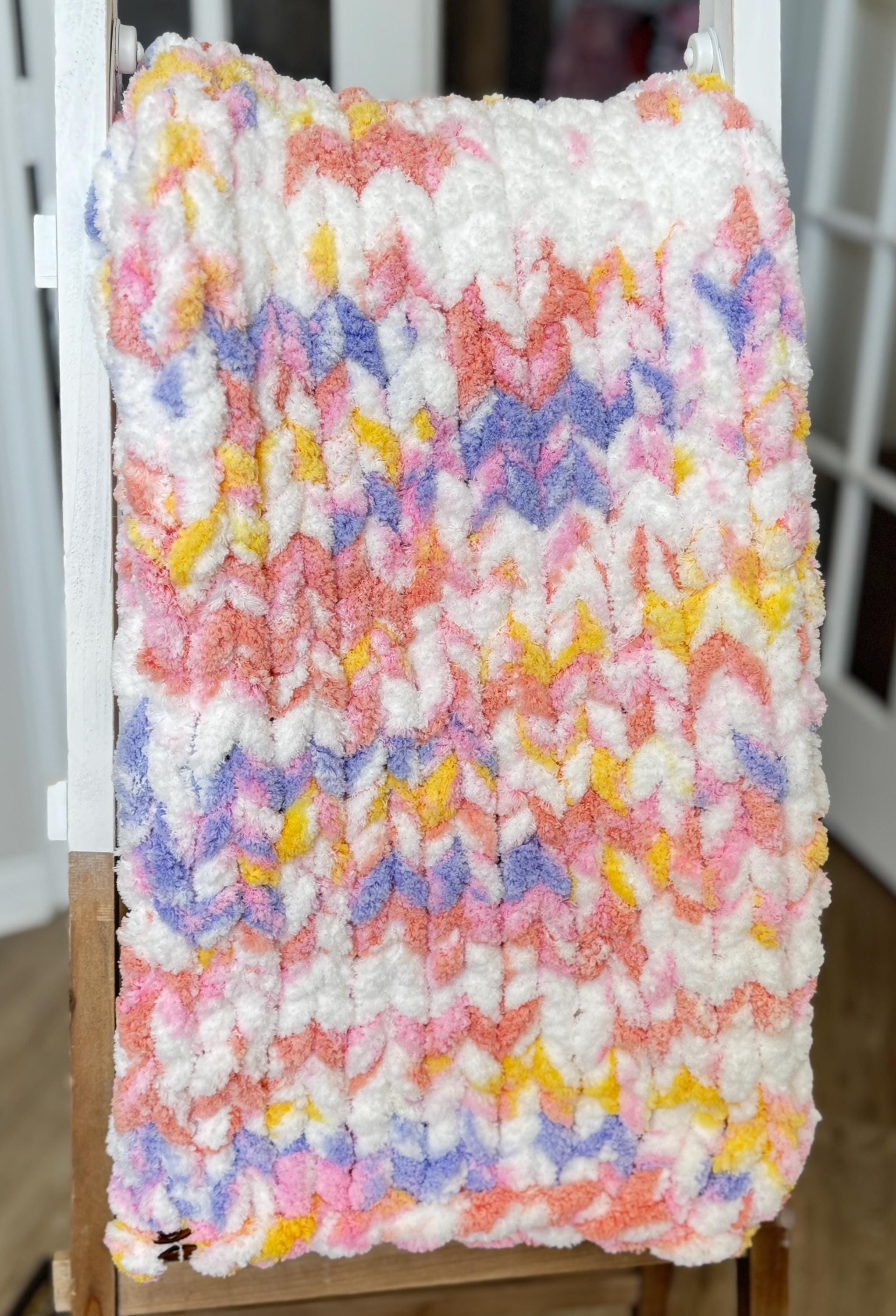 Chunky Hand-Knit Blanket - Pink Sorbet | Cozy Baby, Toddler, or Lap Blanket (30x40) READY TO SHIP!