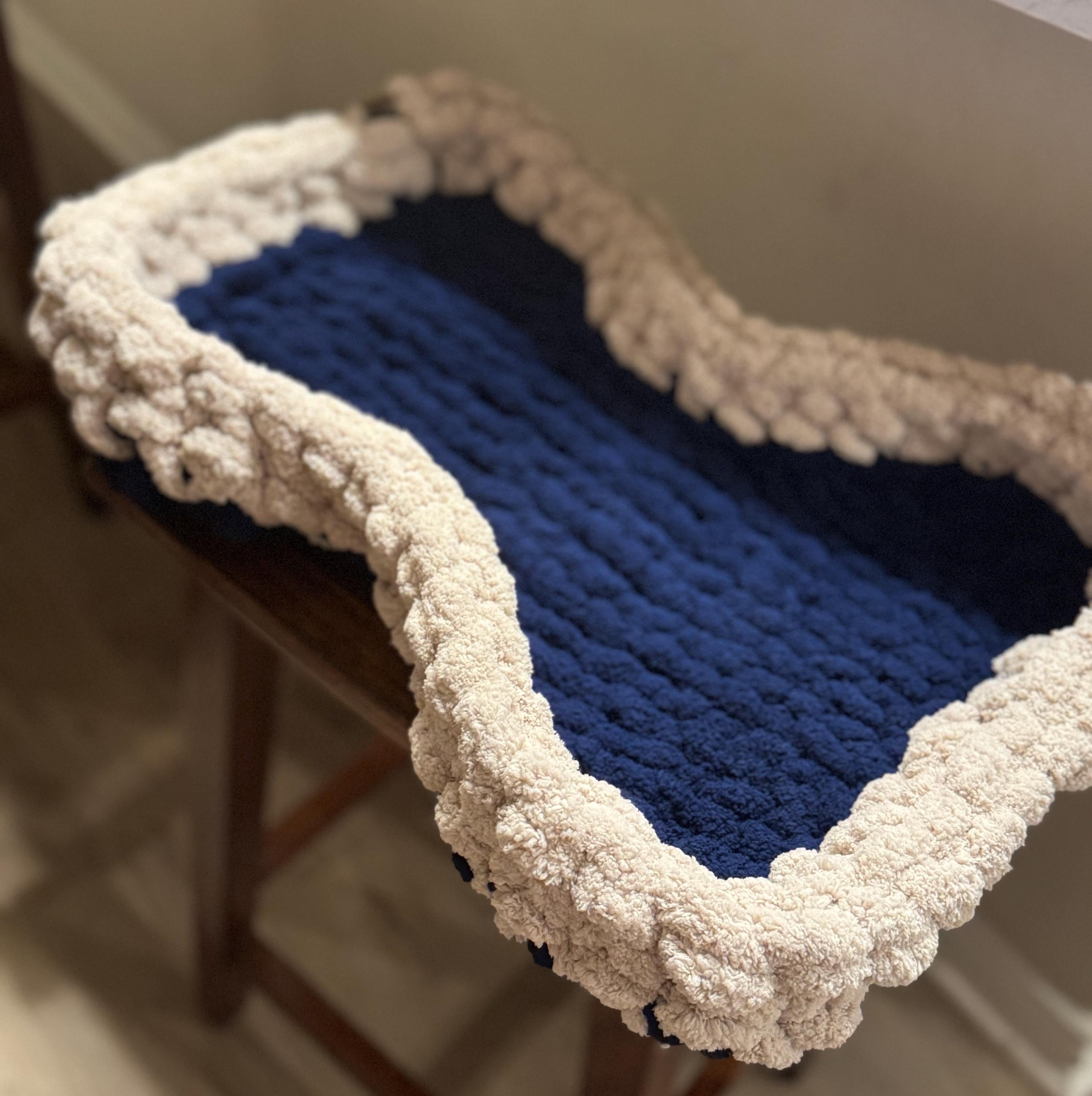 Hand-Knit Chunky Chenille "Bone" Pet Bed - Perfect for Cats or Dogs!