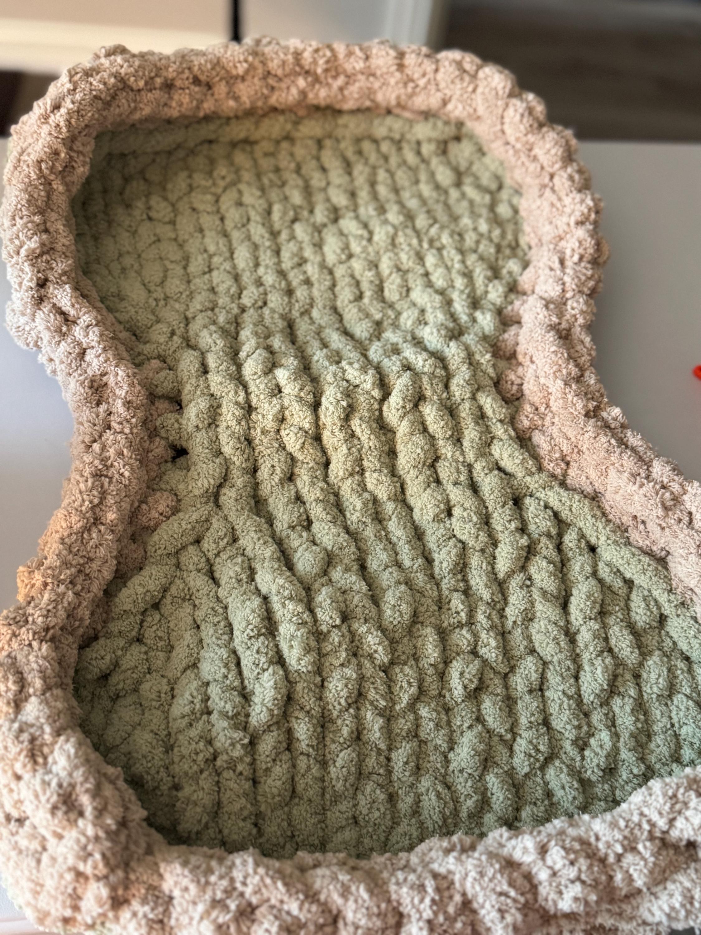 Hand-Knit Chunky Chenille "Bone" Pet Bed - Perfect for Cats or Dogs!