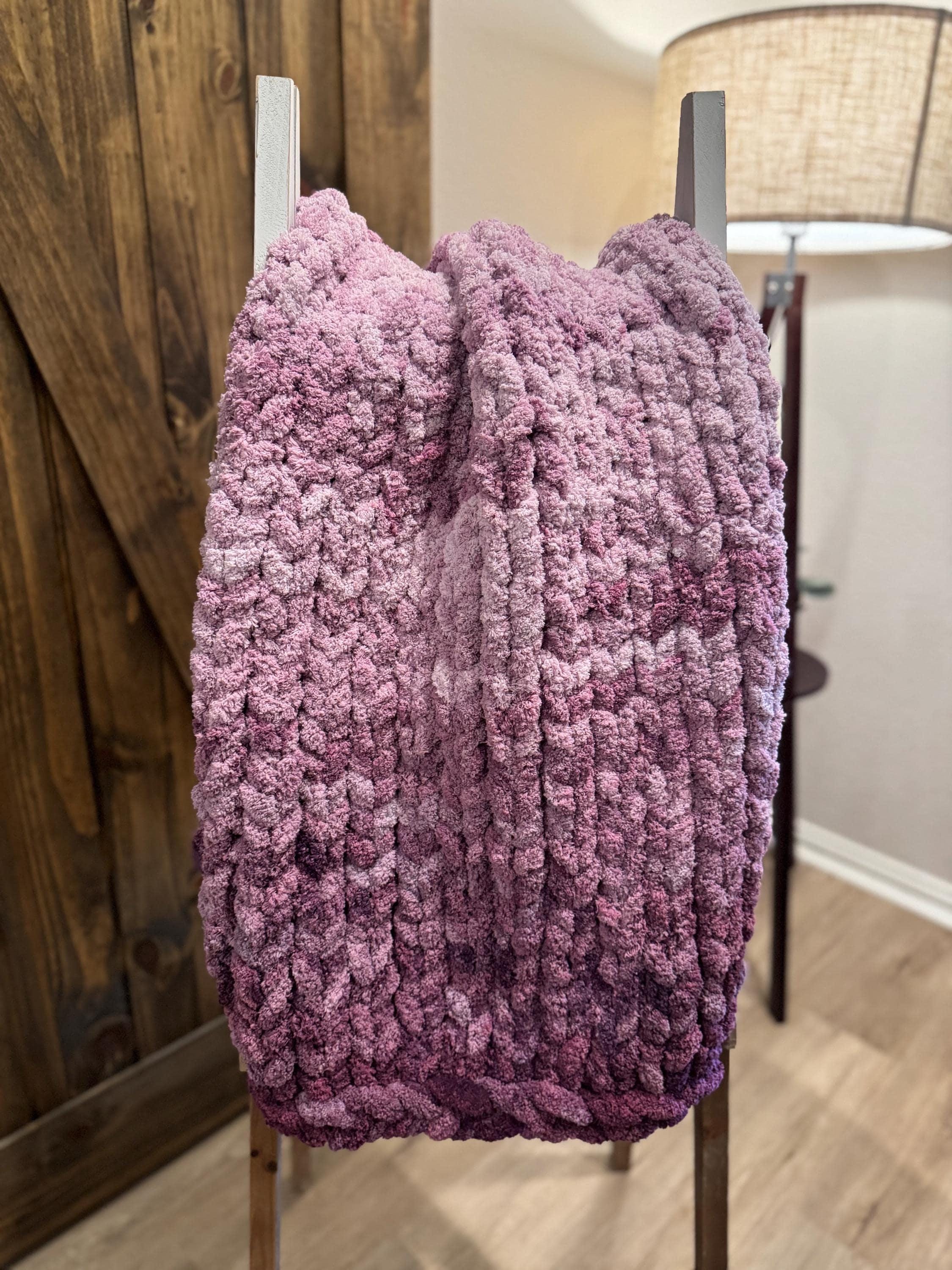 Grape Wine Purple Colored Ombre | Chunky Chenille Throw Blanket (35x42) READY TO SHIP!!!