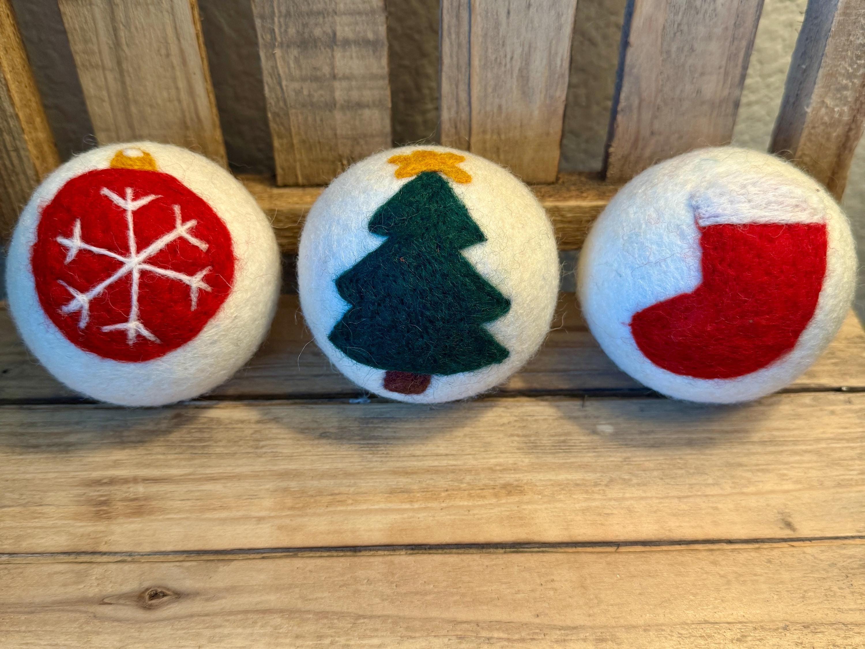 Wool Dyer Balls - 3 Pack - Holiday Designs! Fall, Halloween, Christmas and St. Patrick's Day