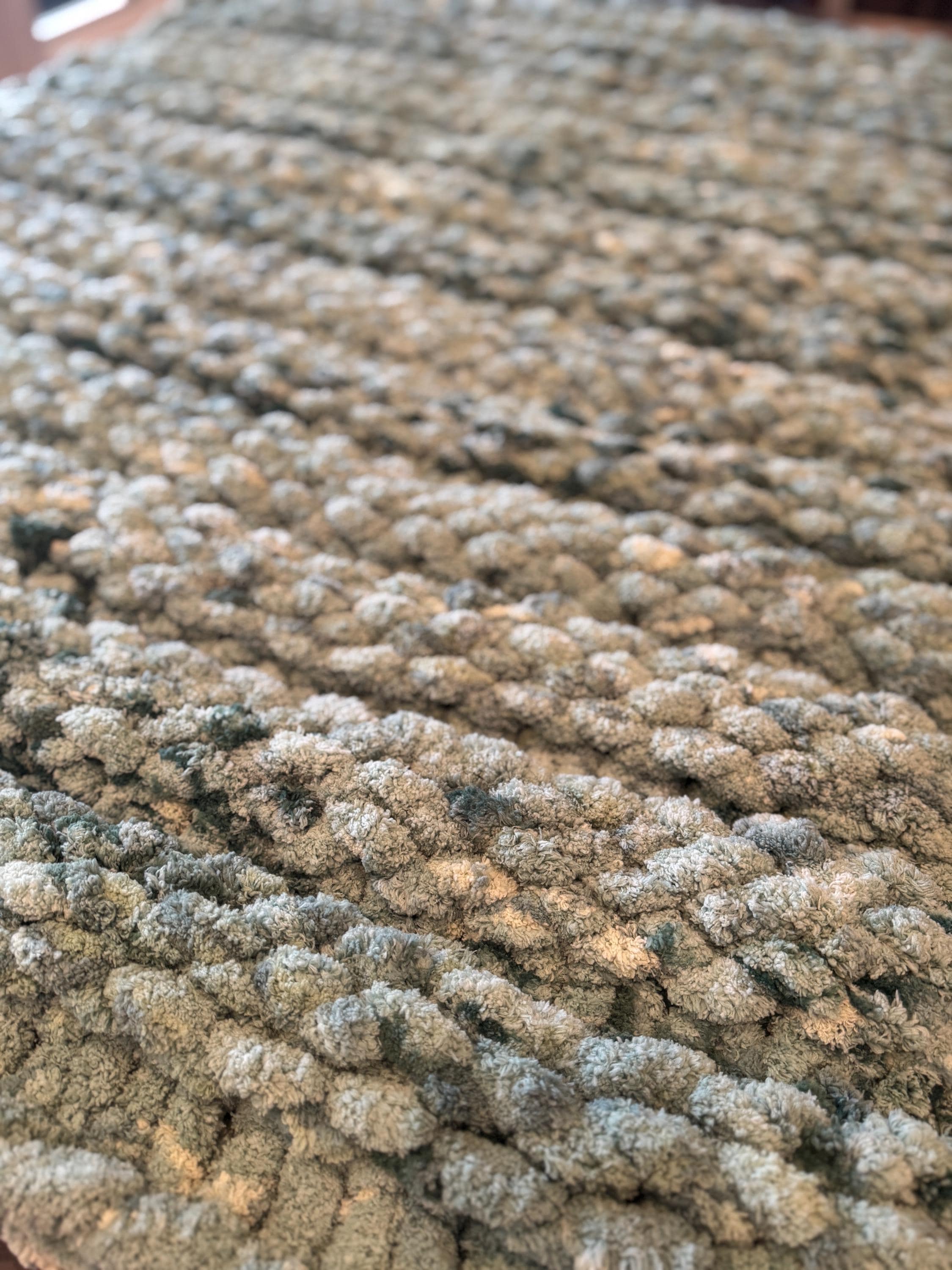 Chunky Hand-Knit Blanket - Forest Splash | Double Garter Stitch | Throw Blanket (40x55) READY TO SHIP!
