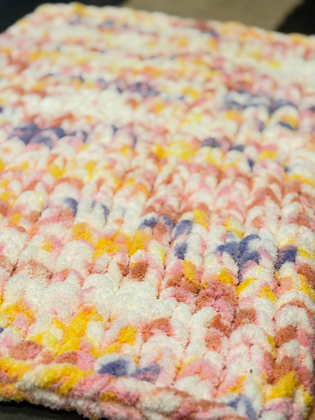 Chunky Hand-Knit Blanket - Pink Sorbet | Cozy Baby, Toddler, or Lap Blanket (30x40) READY TO SHIP!