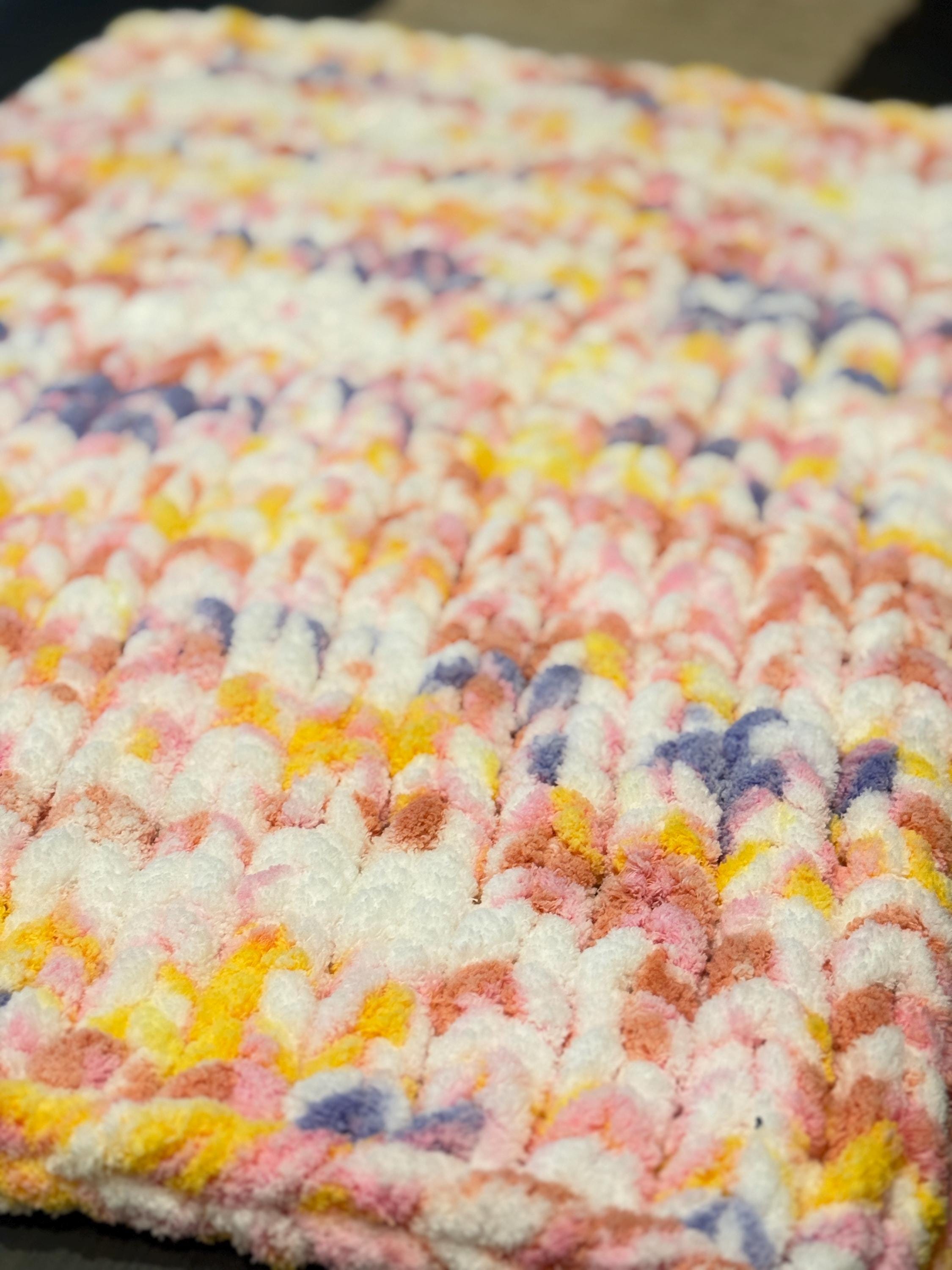 Chunky Hand-Knit Blanket - Pink Sorbet | Cozy Baby, Toddler, or Lap Blanket (30x40) READY TO SHIP!