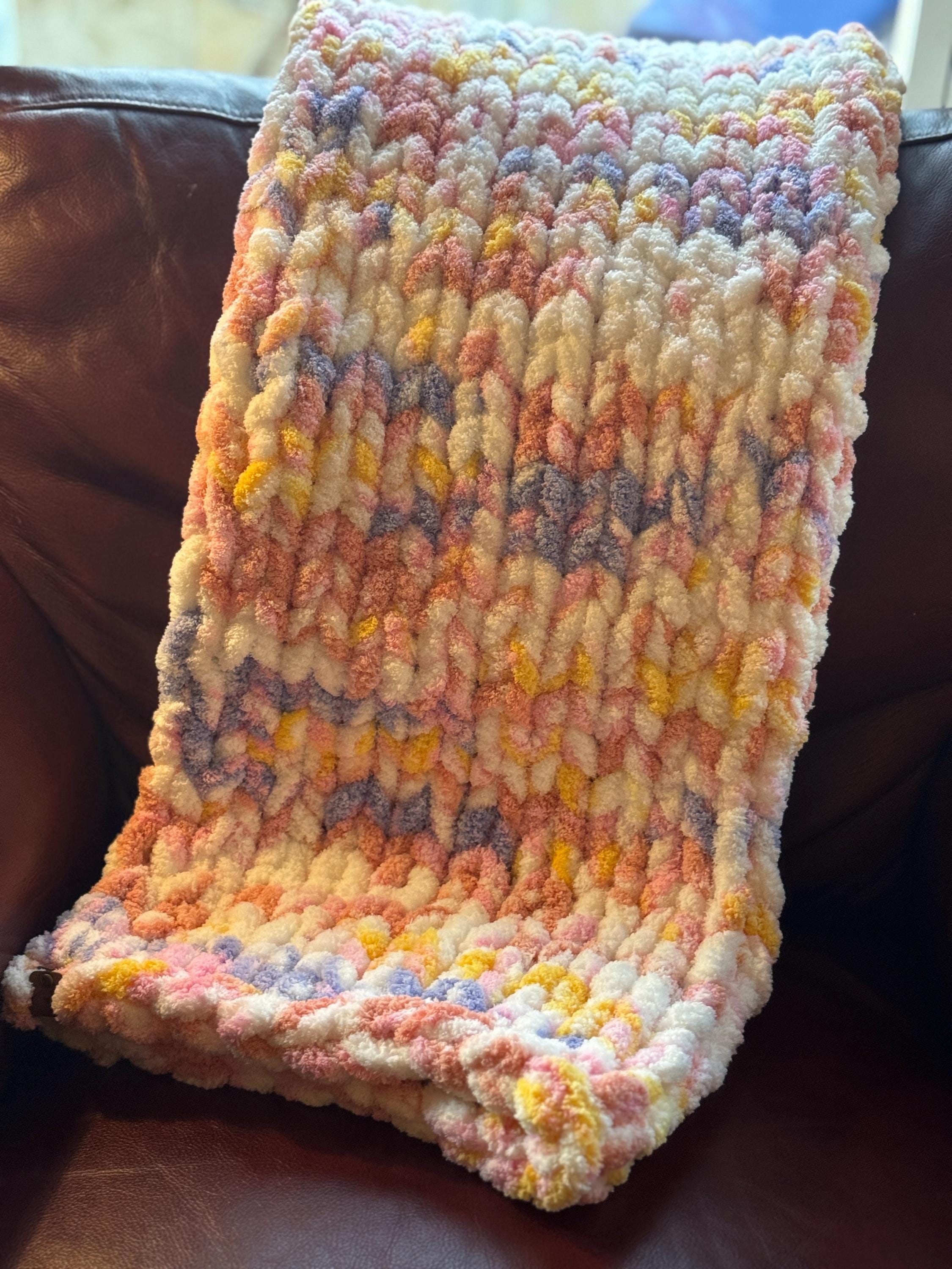 Chunky Hand-Knit Blanket - Pink Sorbet | Cozy Baby, Toddler, or Lap Blanket (30x40) READY TO SHIP!