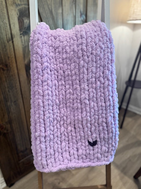 Custom Build Your Own Chenille Chunky Hand Knit Blanket, Pick Your Size and Up to 3 Colors
