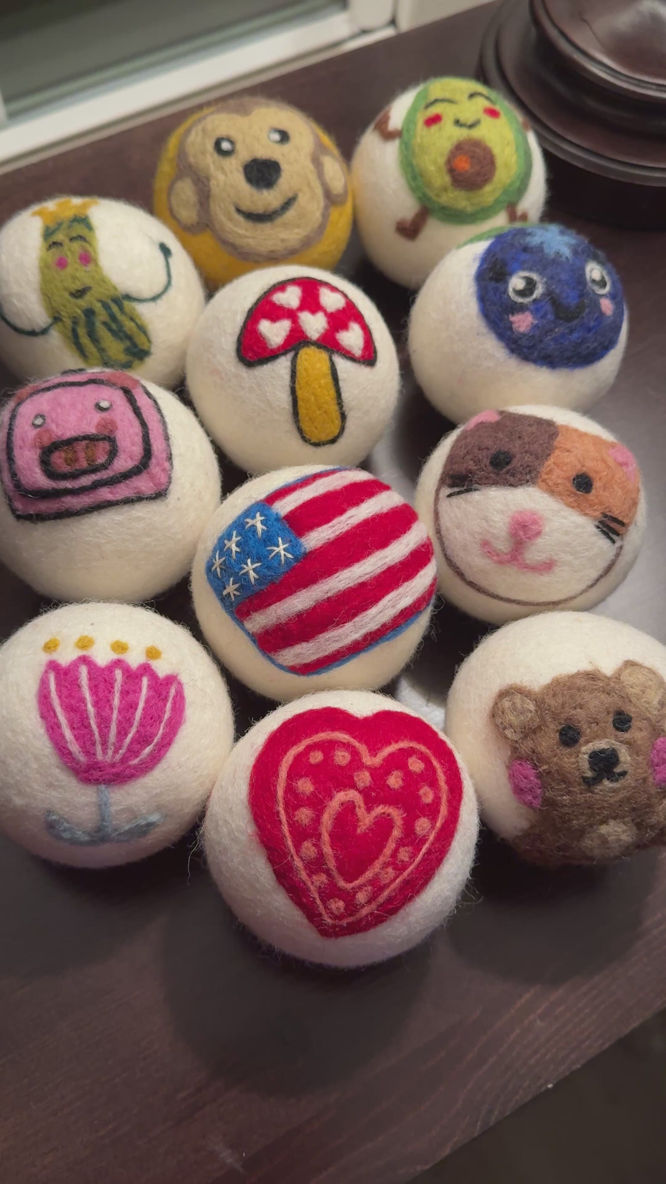 Wool Dyer Balls - 3 Pack - Various Whimsical Designs - Perfect for Laundry and Housewarming Gifts